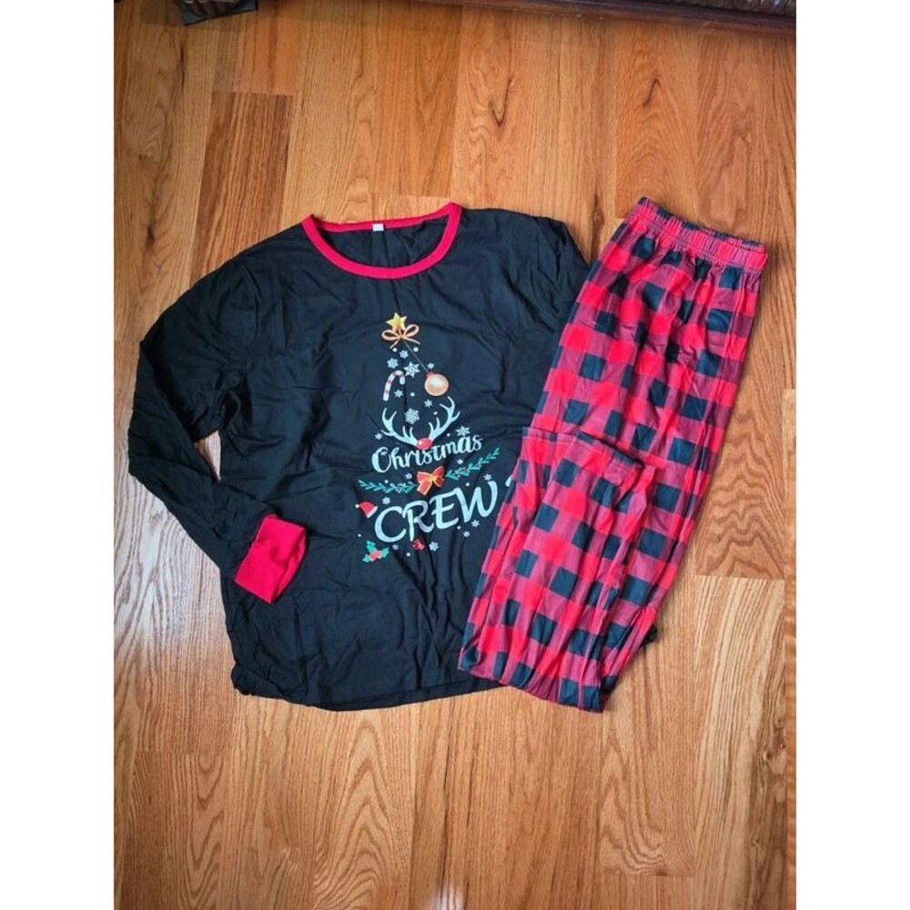Christmas Crew Pajama Set Men’s XL Red Black Buffalo Plaid Holiday